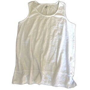 Land's End Tank Top Womens Size M 8-10 White Cotton Loose Fitting Sleeveless